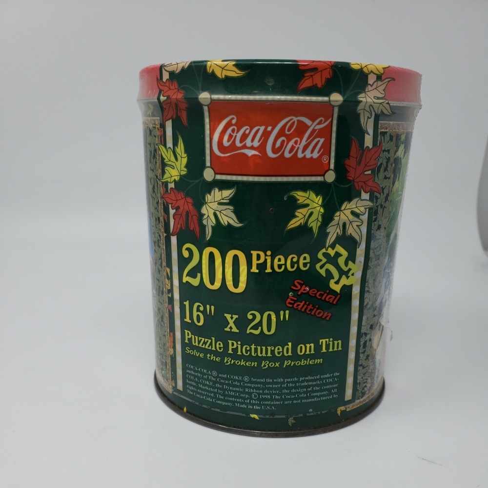 1998 16" x 20" Norman Rockwell‎ Coca-Cola 200 PC. Puzzle in Round Tin SEALED SP
